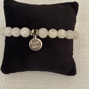 White Beaded Bracelet with Charm